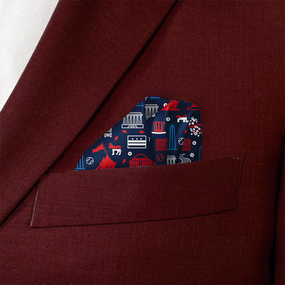 Washington DC Heritage Pocket Square - Wave Fold - Knotty Tie Co.