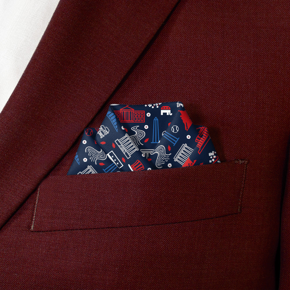 Washington DC Heritage Pocket Square - Scalloped Fold - Knotty Tie Co.