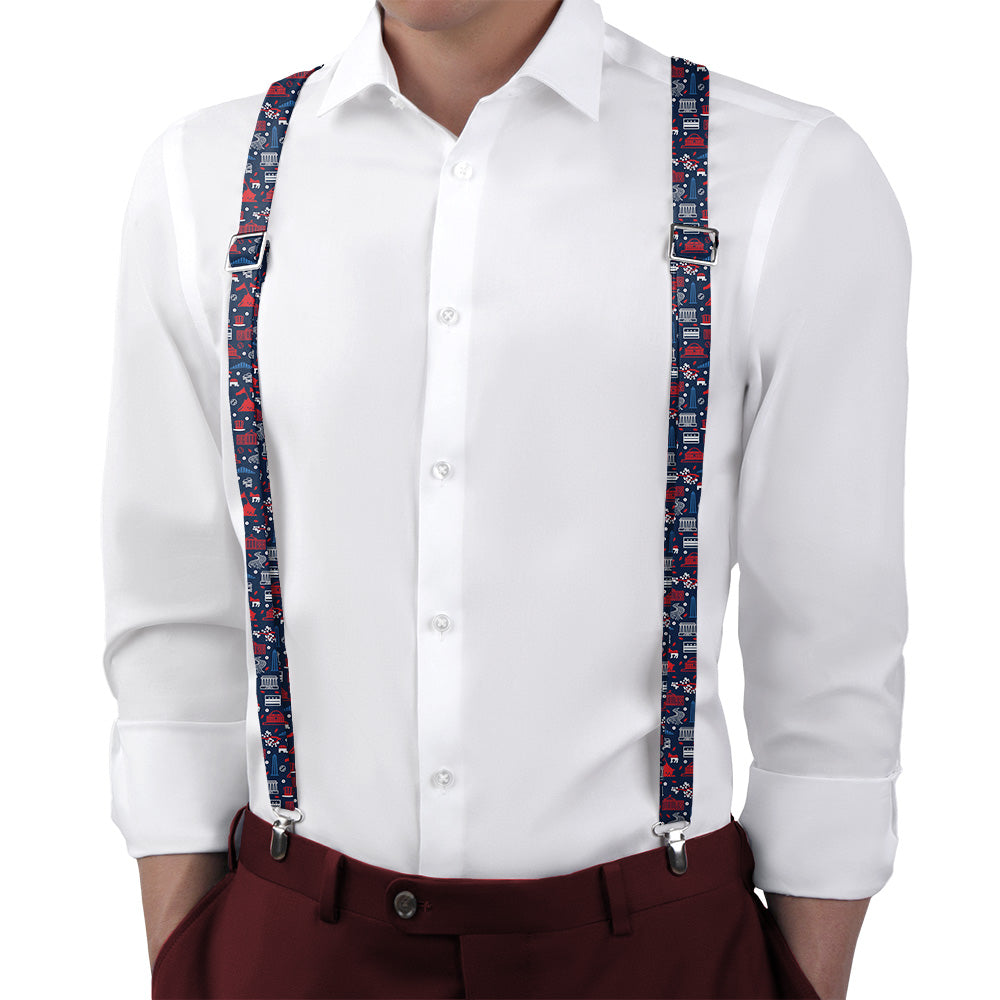 Washington DC Heritage Suspenders - On Model Back View - Knotty Tie Co.