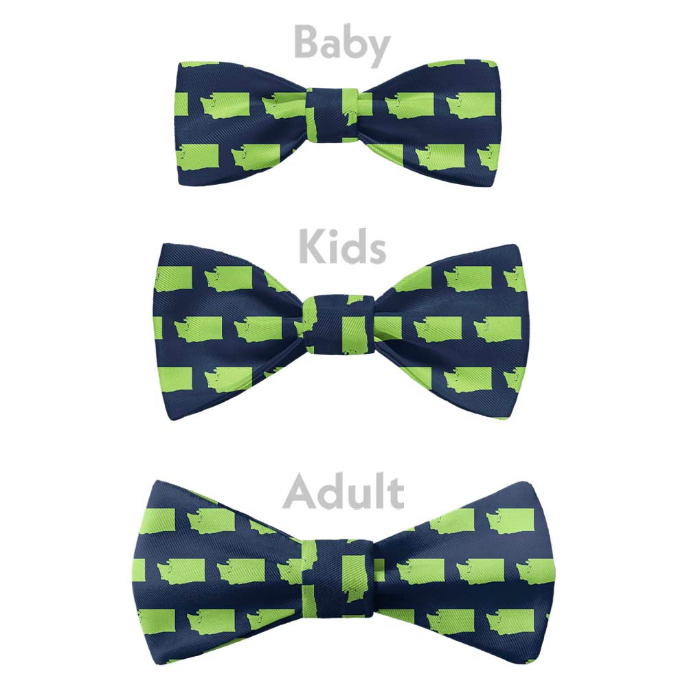 Washington State Outline Bow Tie - Bow Sizes - Knotty Tie Co.