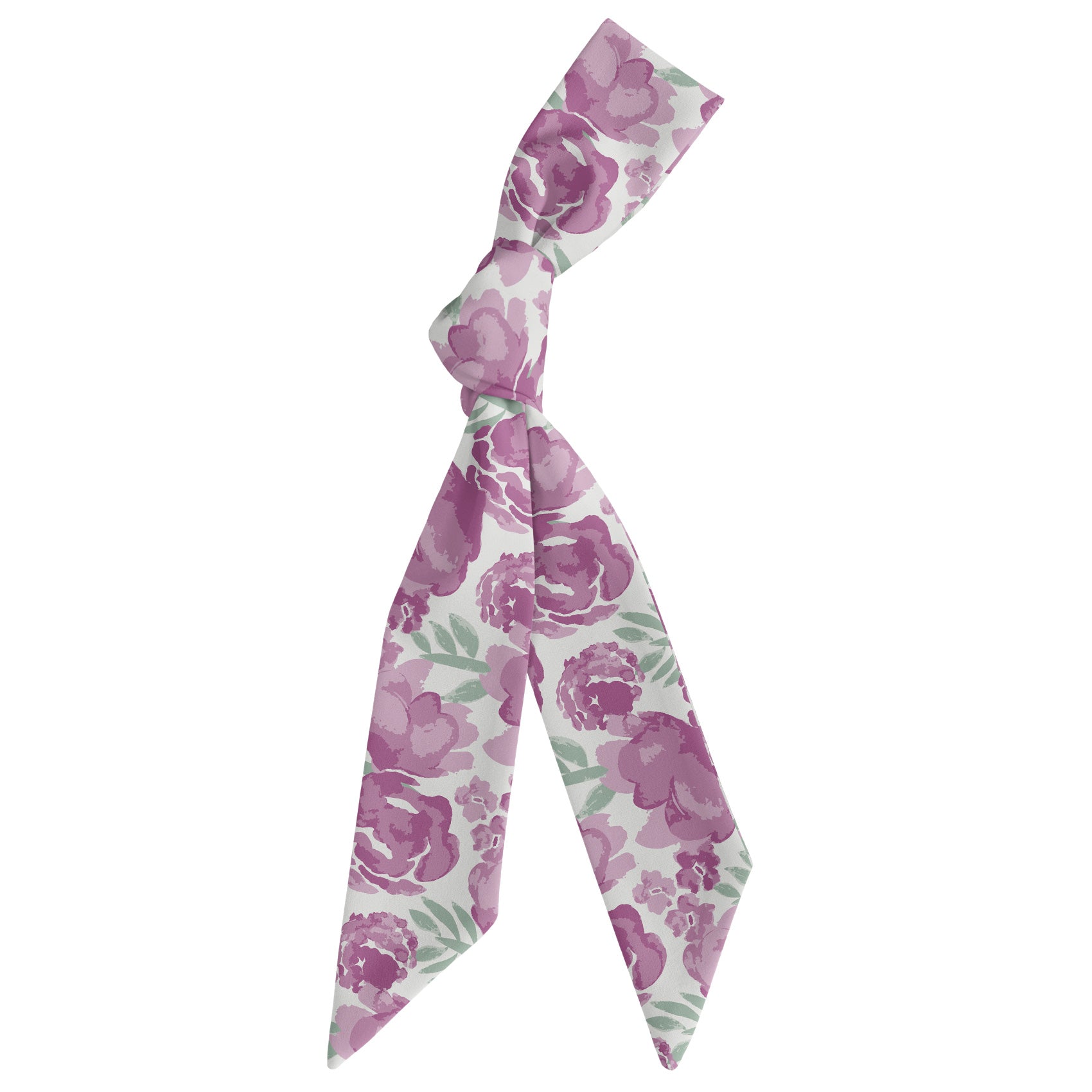 Watercolor Floral Hair Scarf - Scarf Tied Into Knot - Knotty Tie Co.