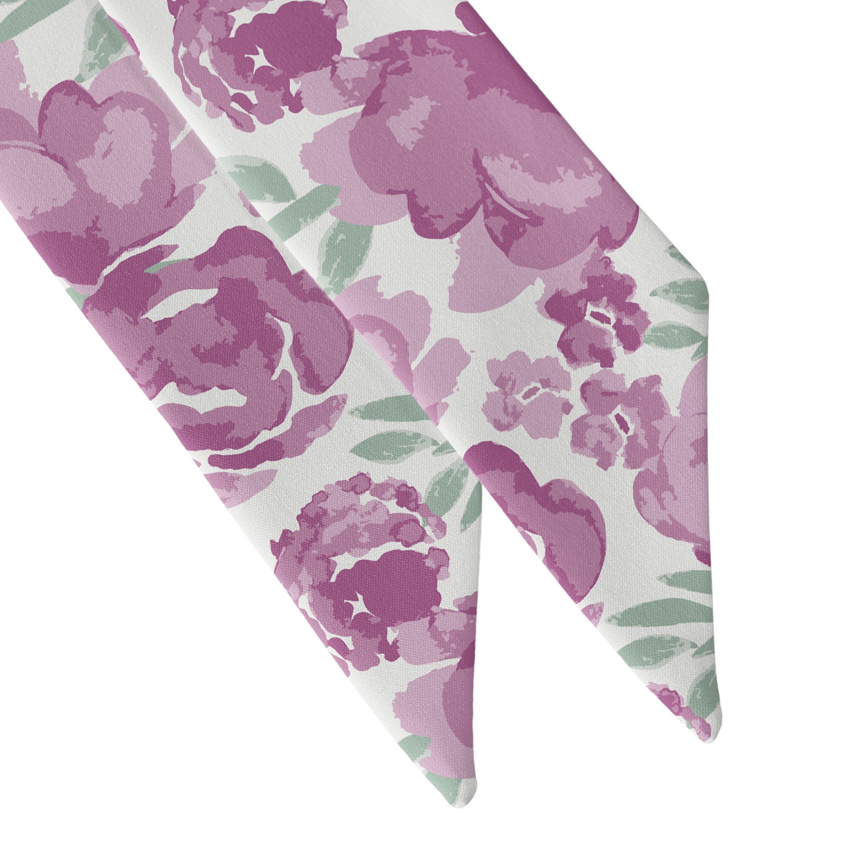 Watercolor Floral Hair Scarf - Scarf Tapered Ends - Knotty Tie Co.