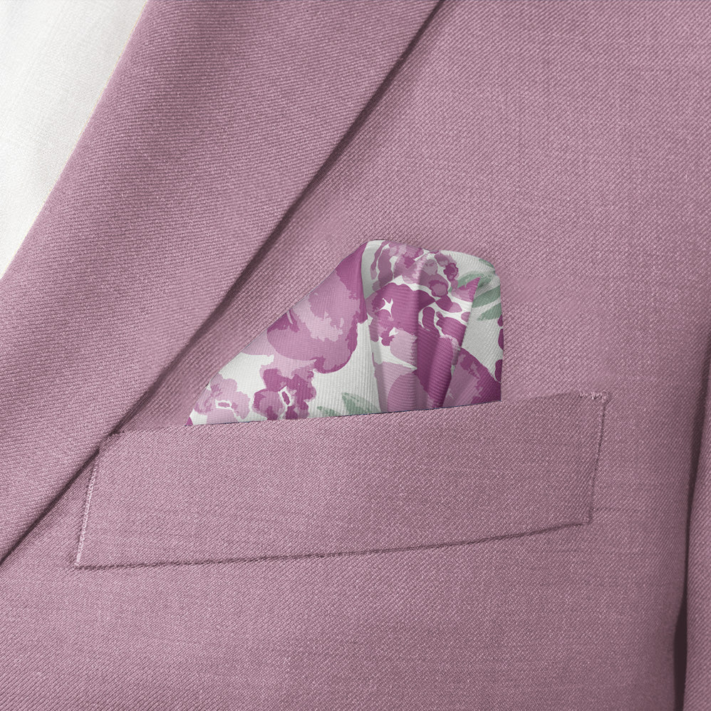 Watercolor Floral Pocket Square - Wave Fold - Knotty Tie Co.