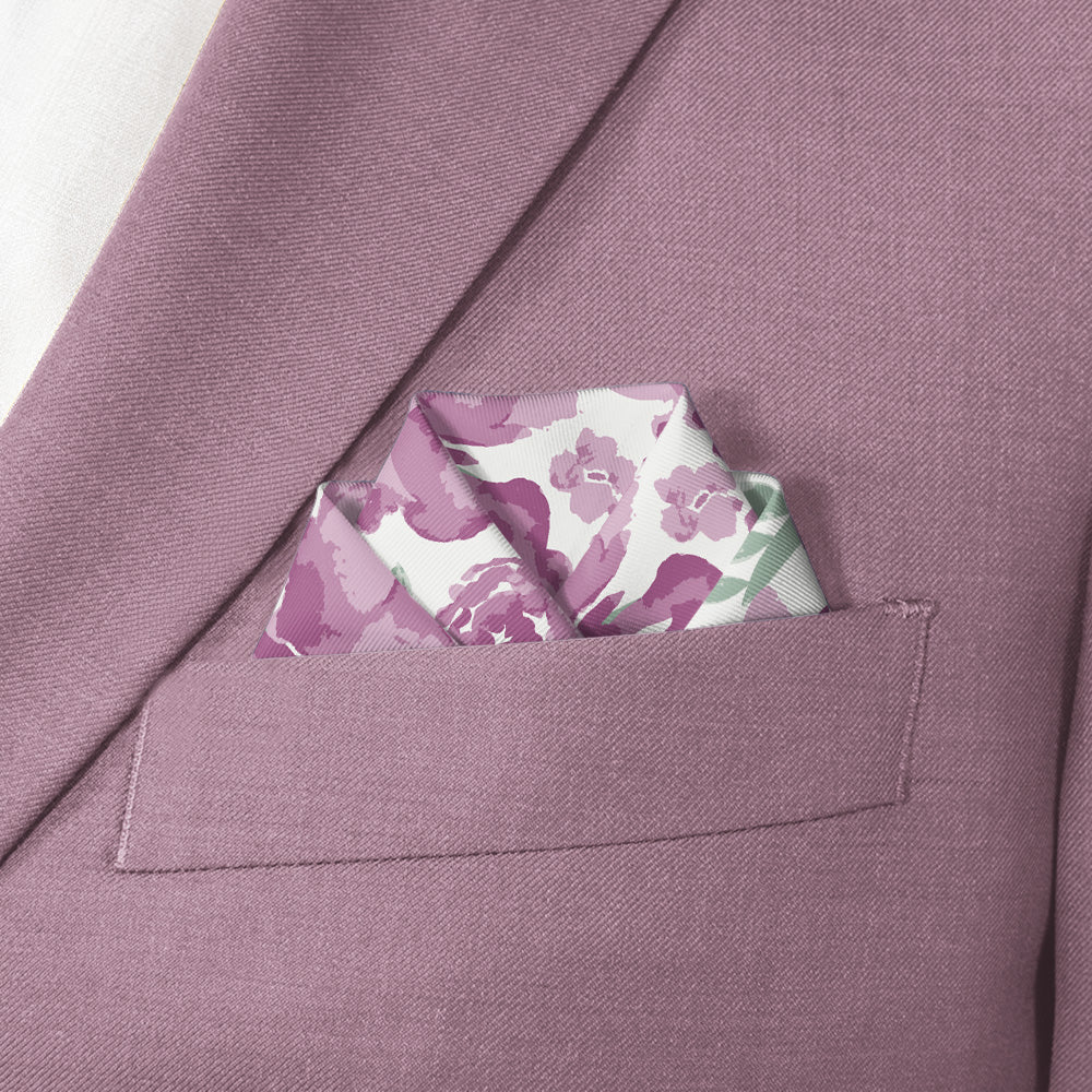 Watercolor Floral Pocket Square - Scalloped Fold - Knotty Tie Co.