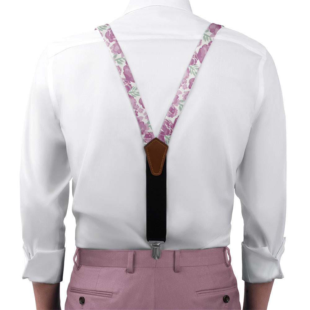 Watercolor Floral Suspenders - On Model Front View - Knotty Tie Co.
