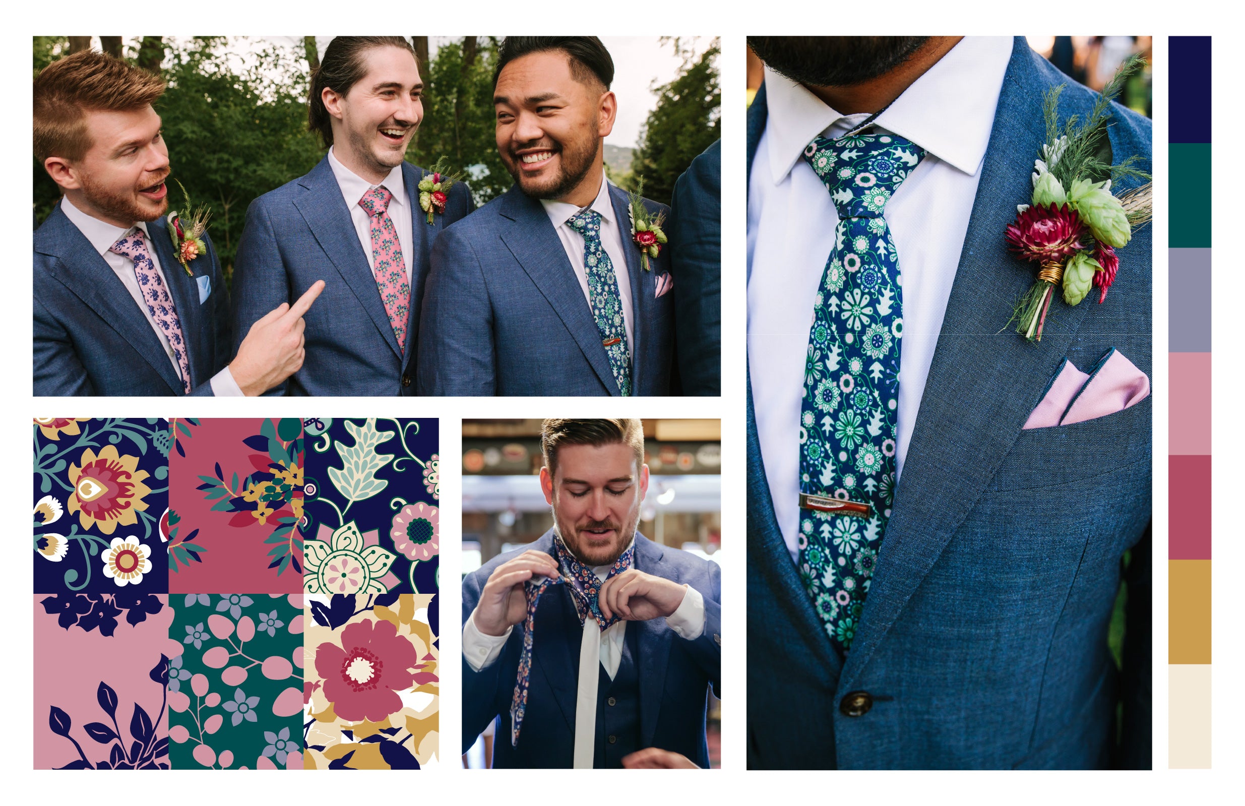 mixed florals customized with wedding colors