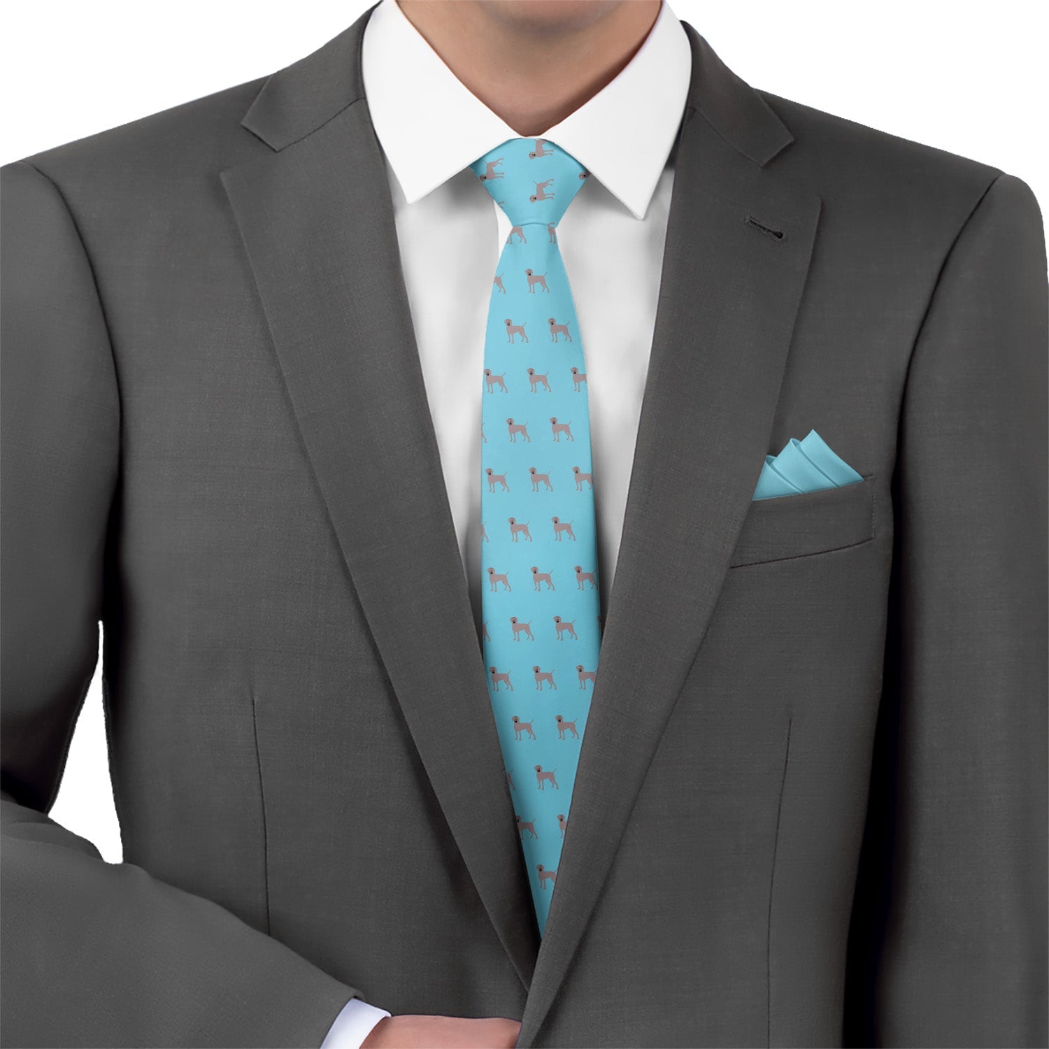 Weimaraner Necktie - Matching Pocket Square - Knotty Tie Co.