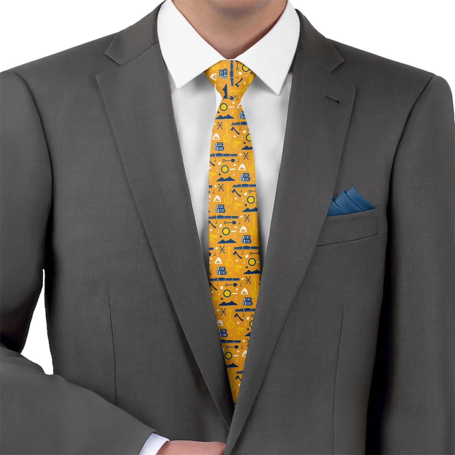 West Virginia State Heritage Necktie - Matching Pocket Square - Knotty Tie Co.
