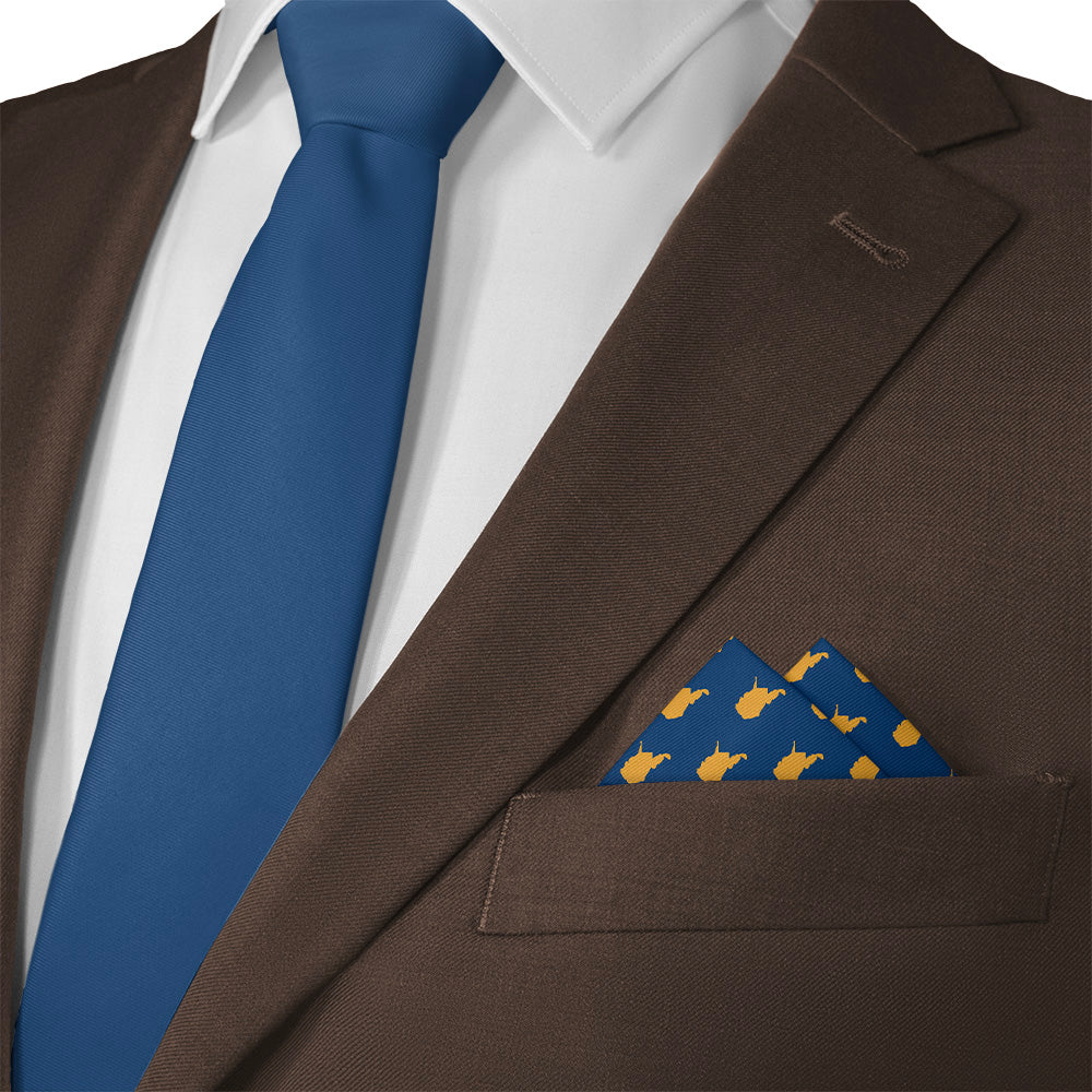 West Virginia State Outline Pocket Square - Matching Necktie - Knotty Tie Co.