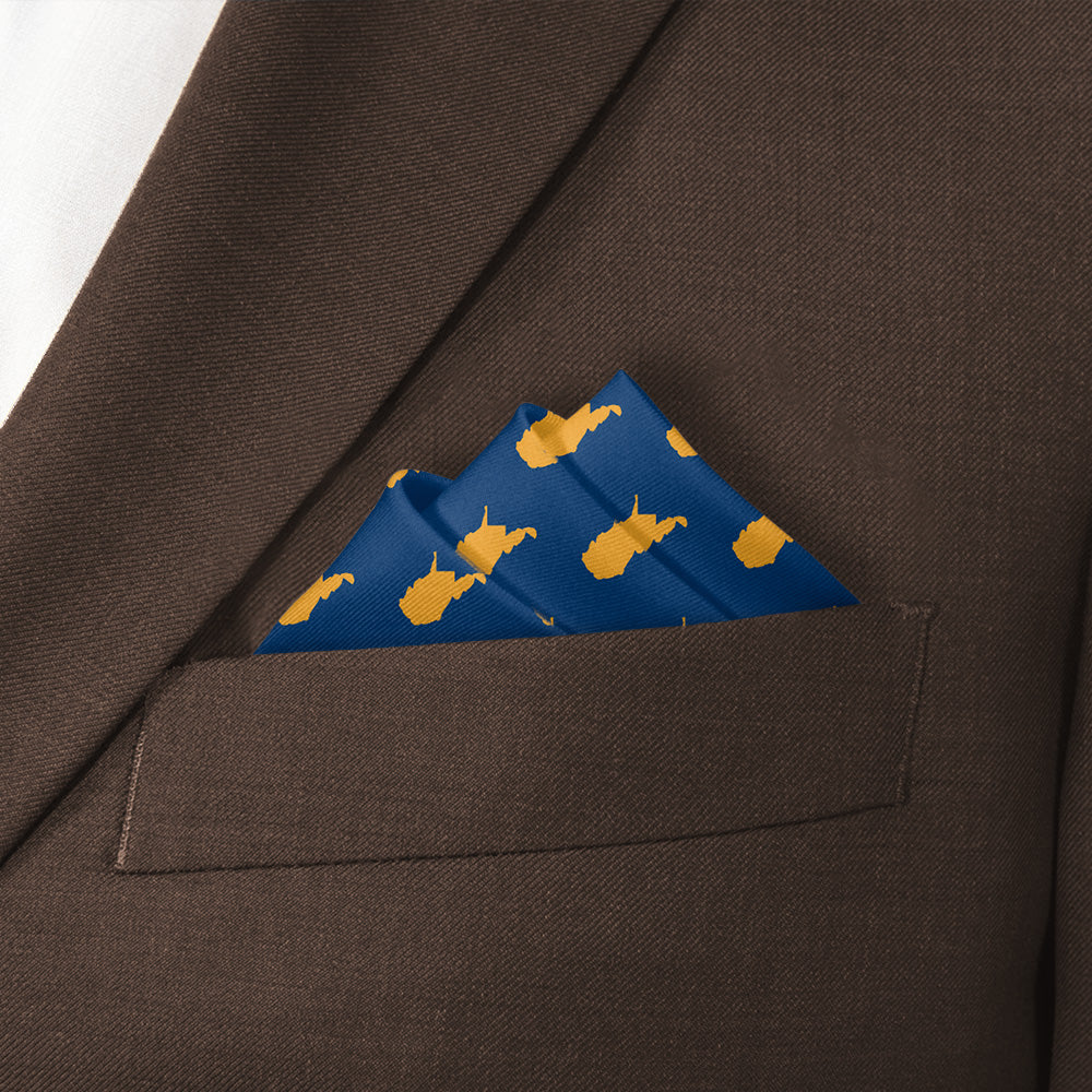 West Virginia State Outline Pocket Square - Stairs Fold  - Knotty Tie Co.