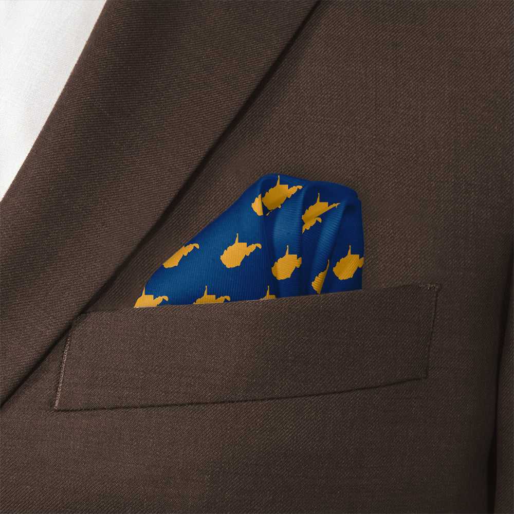 West Virginia State Outline Pocket Square - Wave Fold - Knotty Tie Co.
