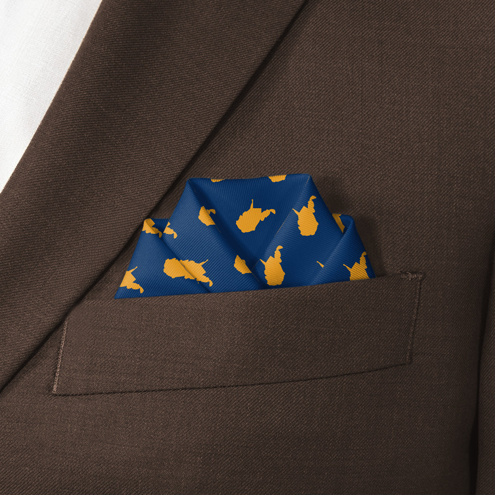 West Virginia State Outline Pocket Square - Scalloped Fold - Knotty Tie Co.