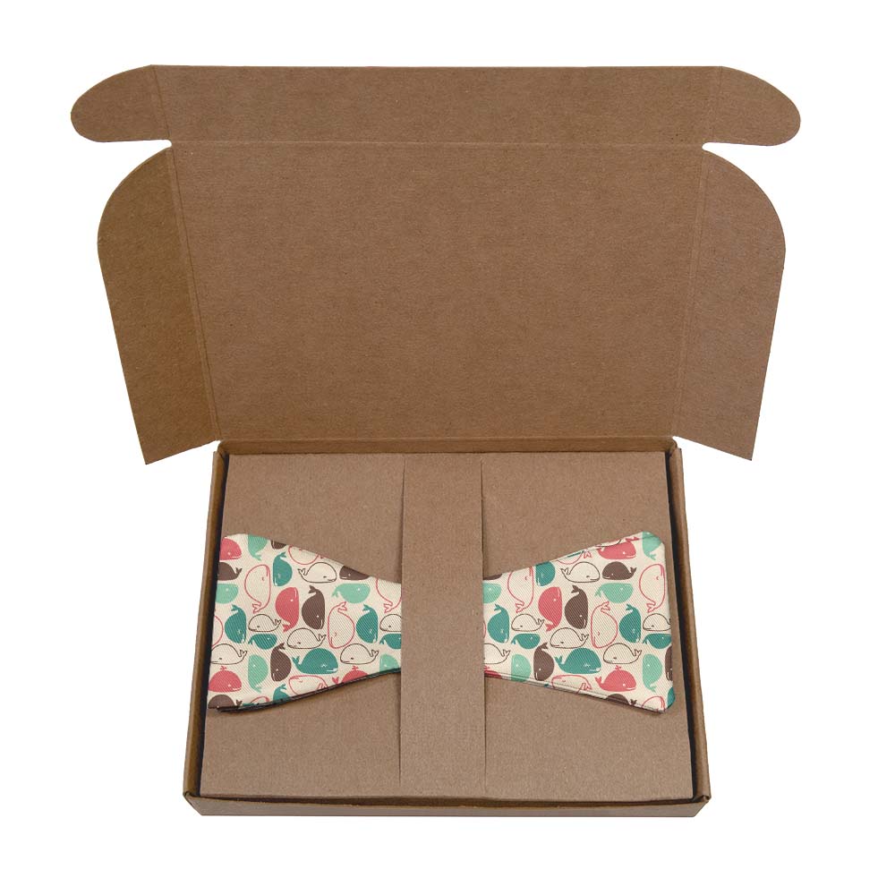 Whales Bow Tie- Kraft Gift Box Packaging - Knotty Tie Co.