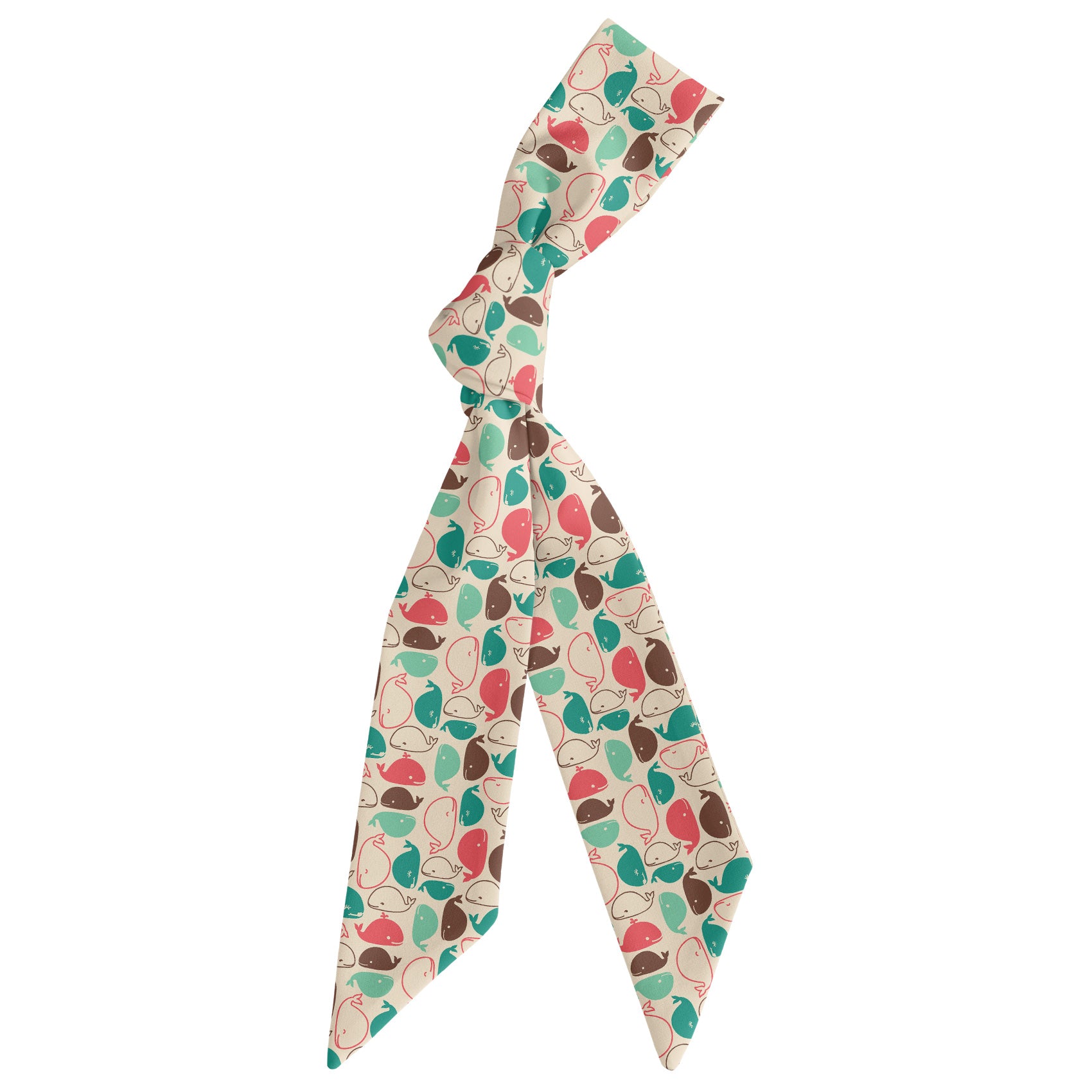 Whales Hair Scarf - Scarf Tied Into Knot - Knotty Tie Co.