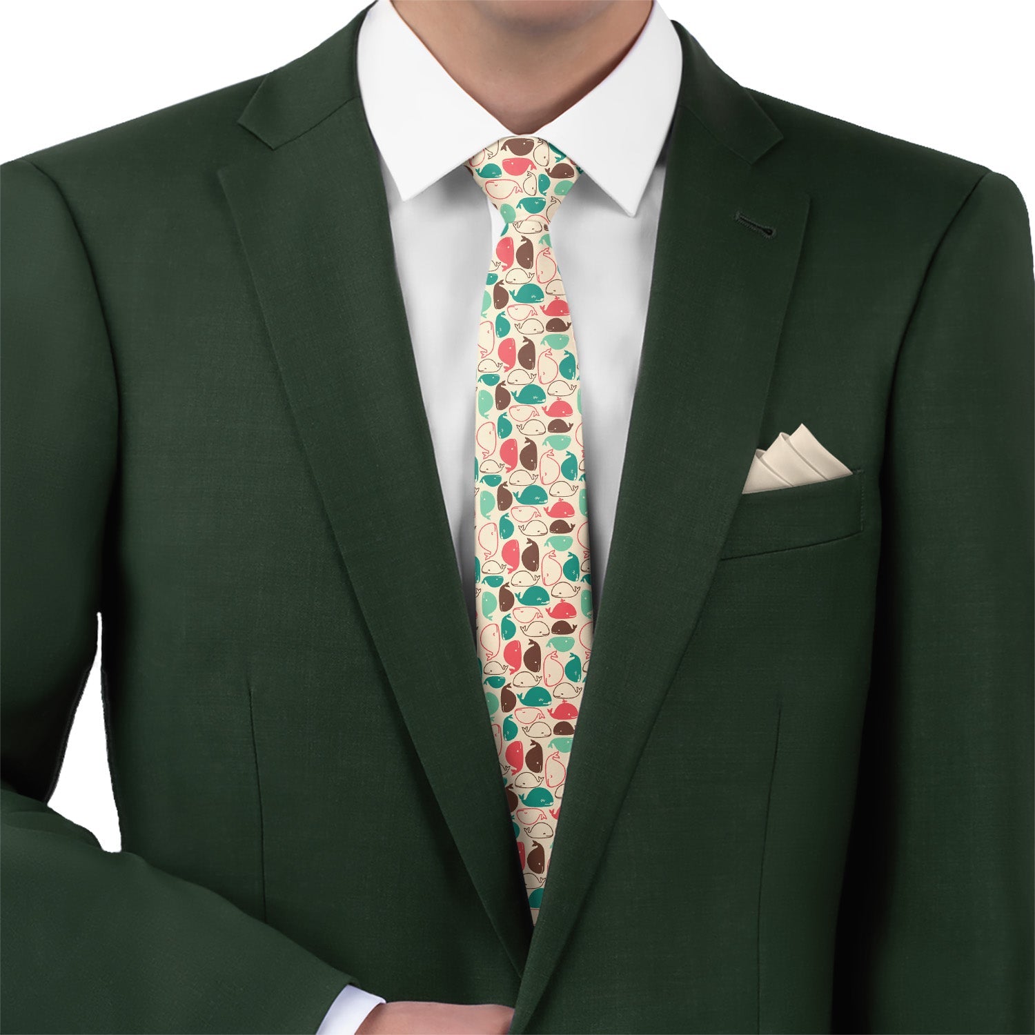 Whales Necktie - Matching Pocket Square - Knotty Tie Co.