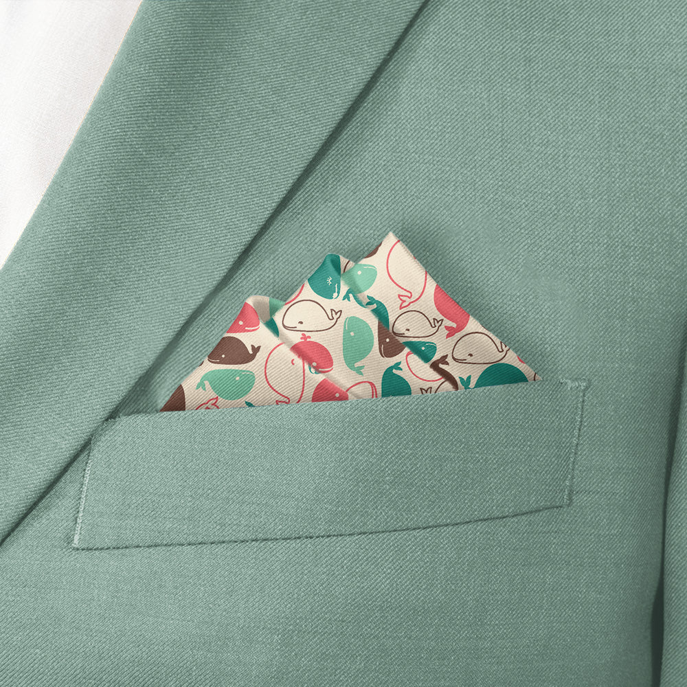 Whales Pocket Square - Stairs Fold - Knotty Tie Co.