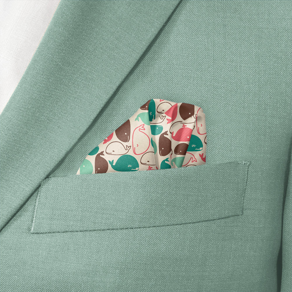 Whales Pocket Square - Wave Fold - Knotty Tie Co.