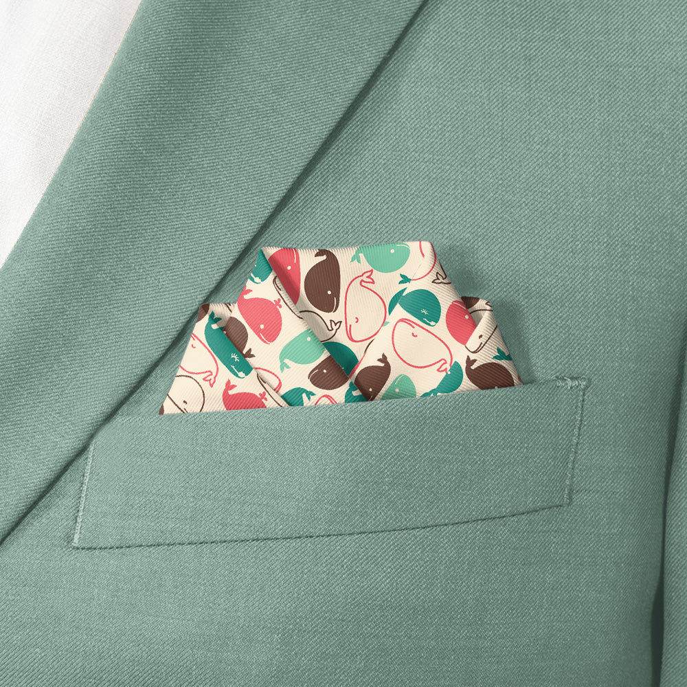 Whales Pocket Square - Scalloped Fold - Knotty Tie Co.