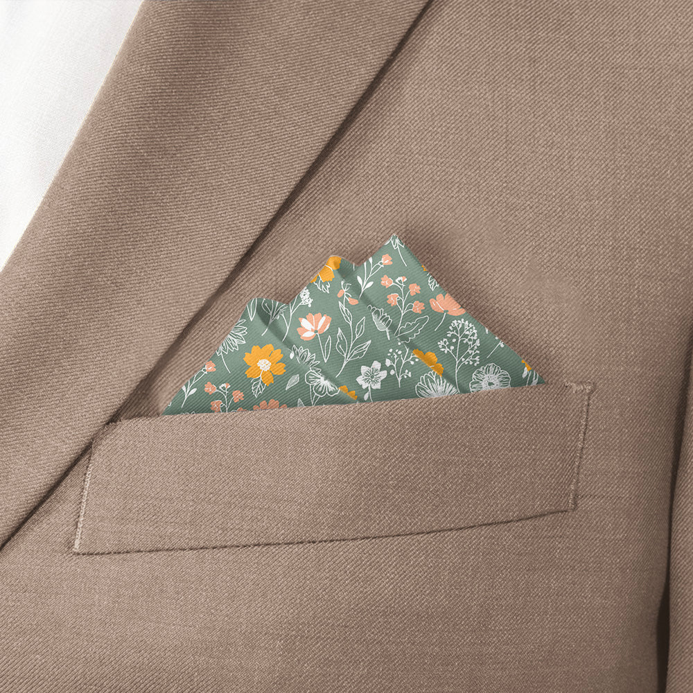 Wildflower Meadow Pocket Square - Stairs Fold - Knotty Tie Co.