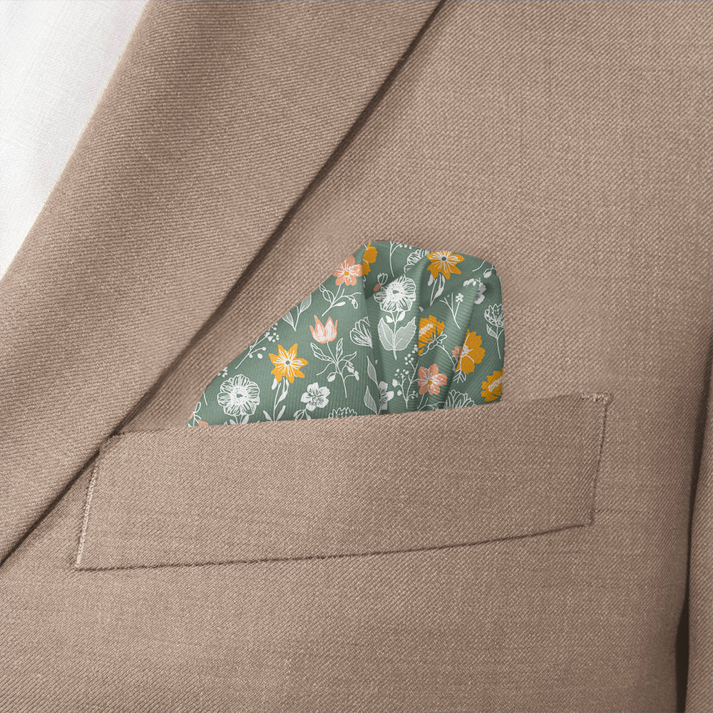 Wildflower Meadow Pocket Square - Wave Fold - Knotty Tie Co.