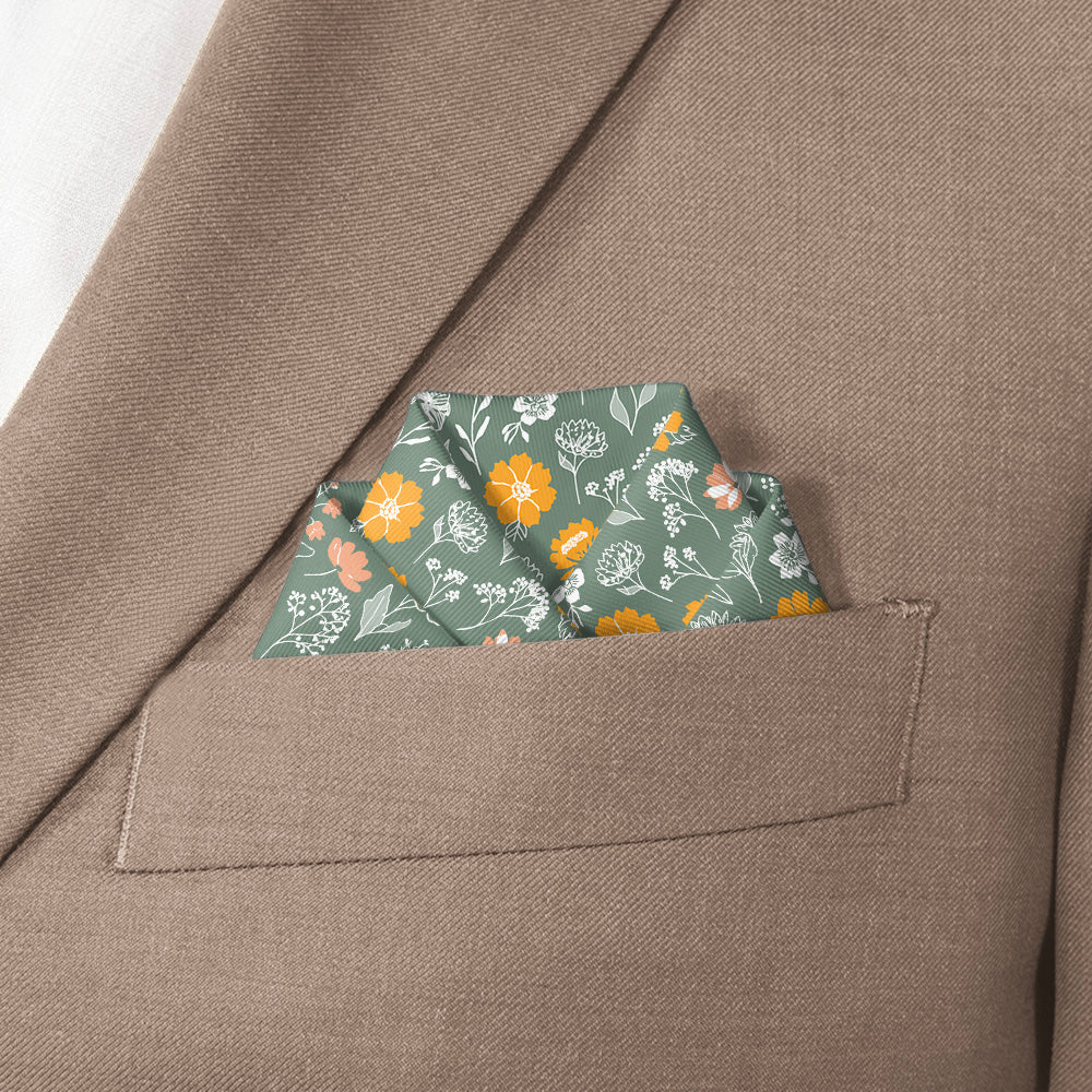 Wildflower Meadow Pocket Square - Scalloped Fold - Knotty Tie Co.