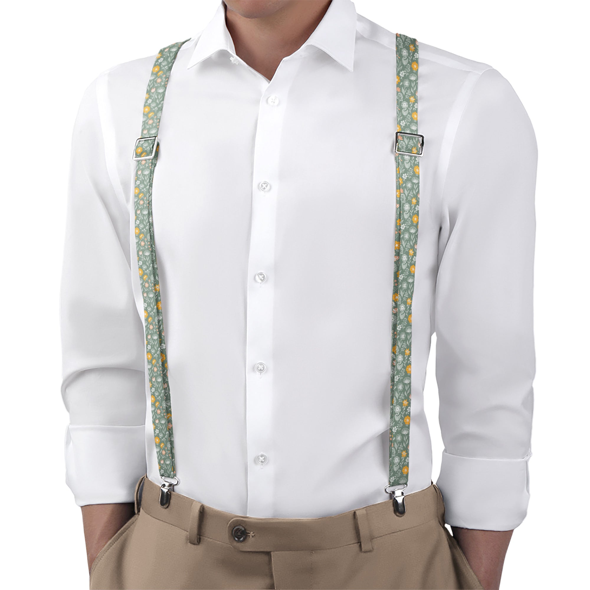 Wildflower Meadow Suspenders - On Model Back View - Knotty Tie Co.