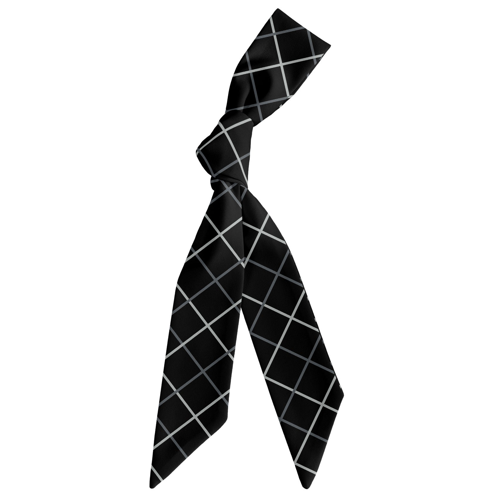 Windowpane Plaid Hair Scarf - Scarf Tied Into Knot - Knotty Tie Co.
