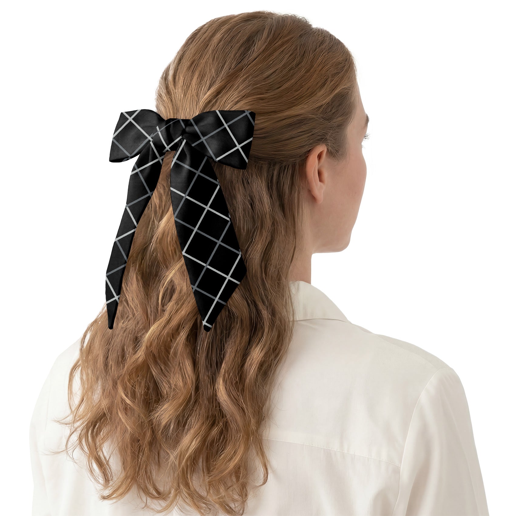 Windowpane Plaid Hair Scarf - Hair Scarf - Knotty Tie Co.