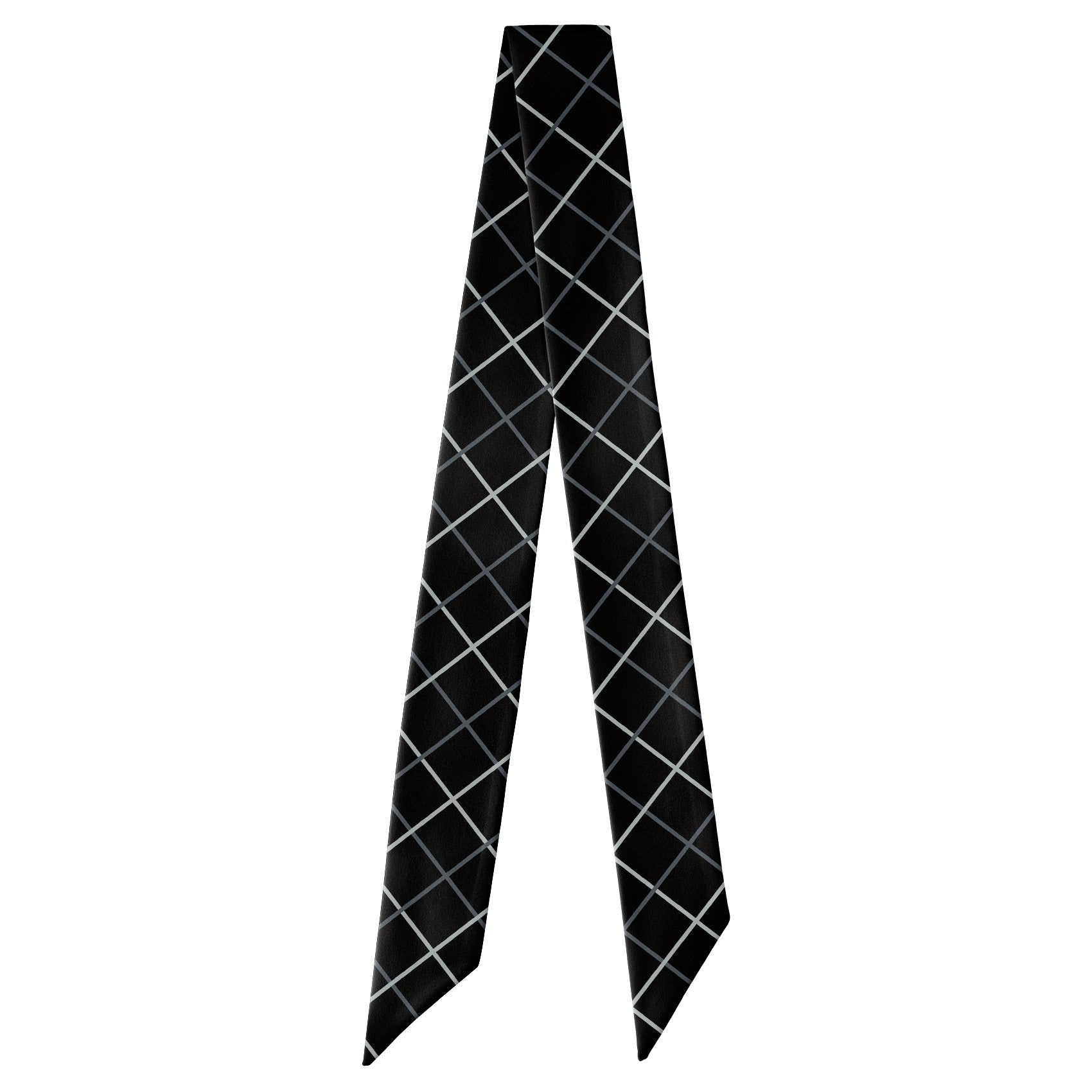Windowpane Plaid Hair Scarf - Full View of Hair Scarf - Knotty Tie Co.