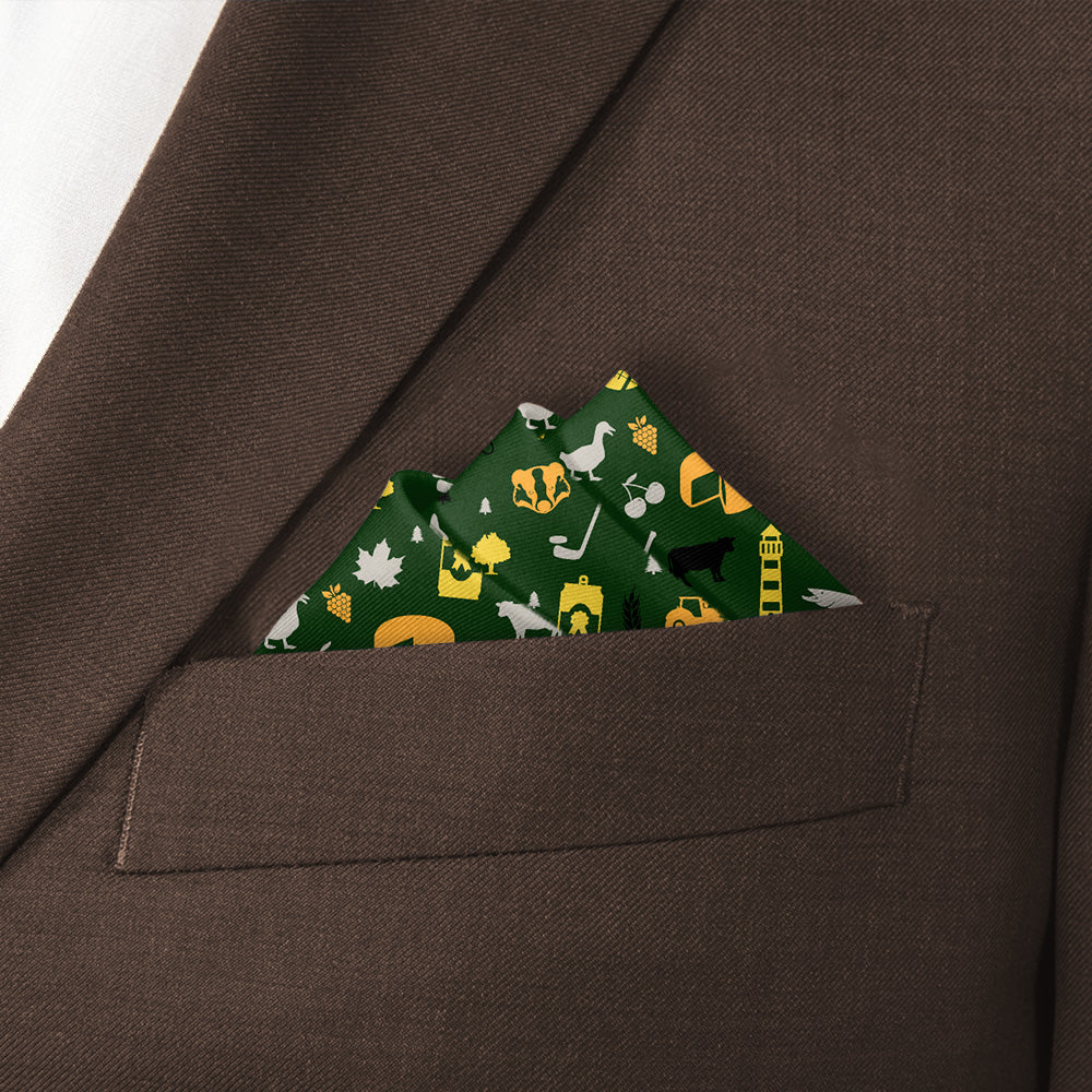 Wisconsin State Heritage Pocket Square - Stairs Fold - Knotty Tie Co.