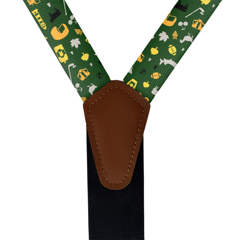Wisconsin State Heritage Suspenders - Vegan Leather Y-Back - Knotty Tie Co.