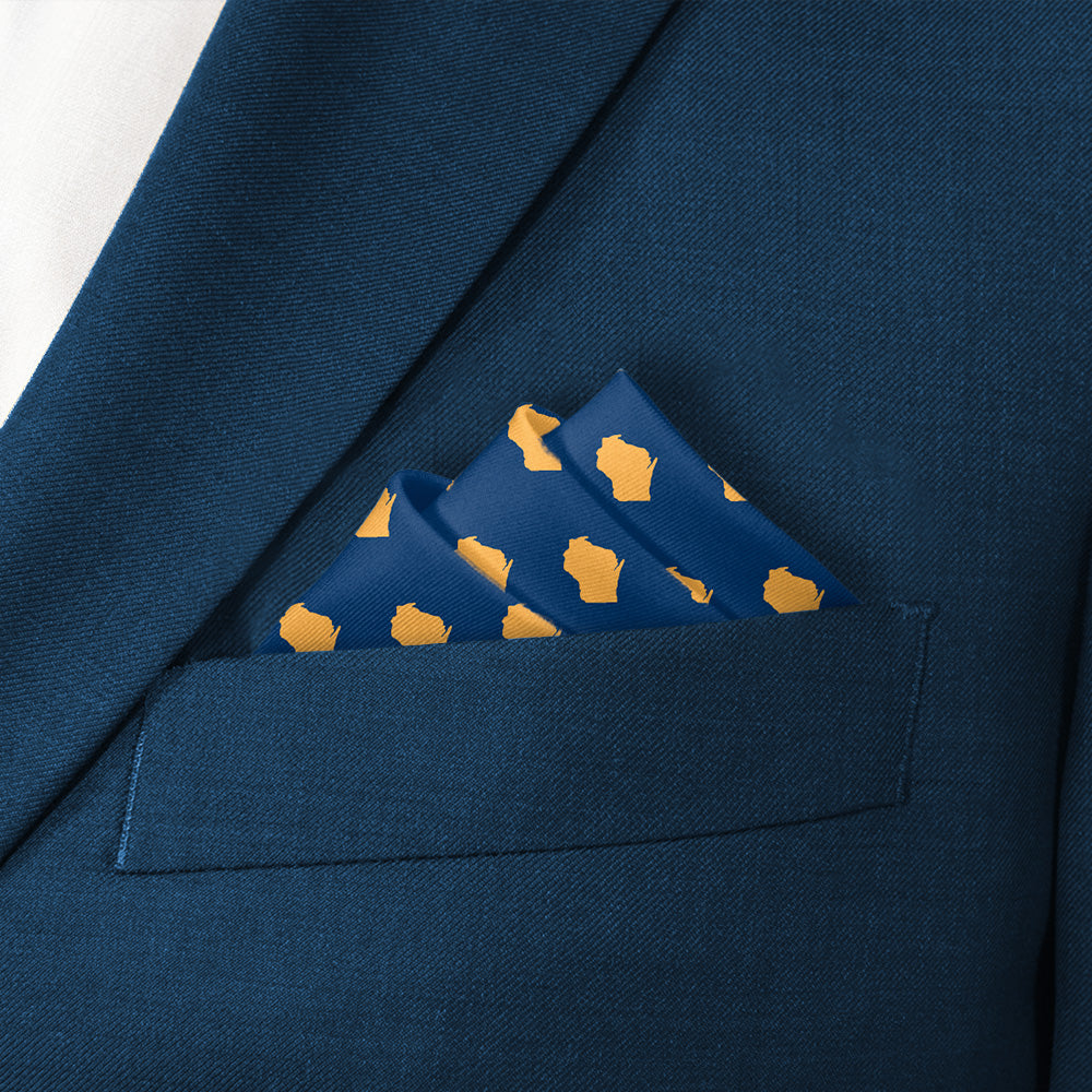 Wisconsin State Outline Pocket Square - Stairs Fold - Knotty Tie Co.