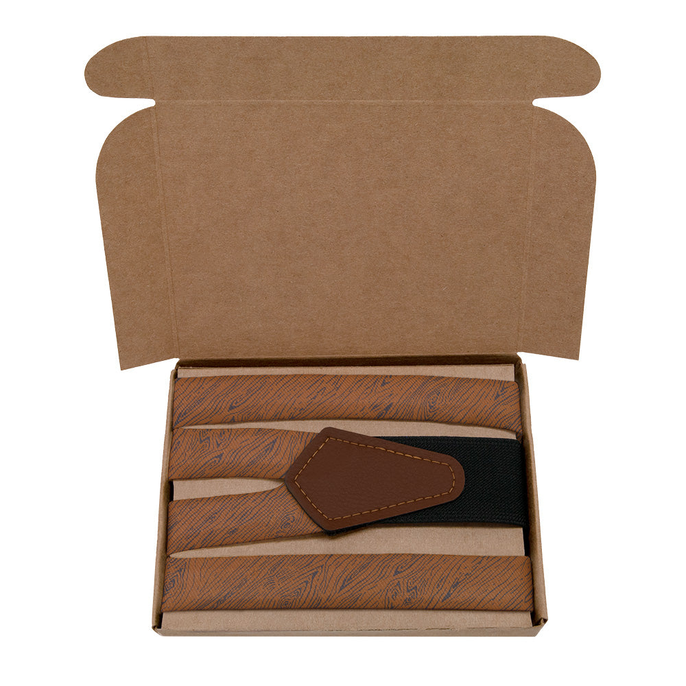Woodgrain Suspenders - Kraft Gift Box Packaging - Knotty Tie Co.