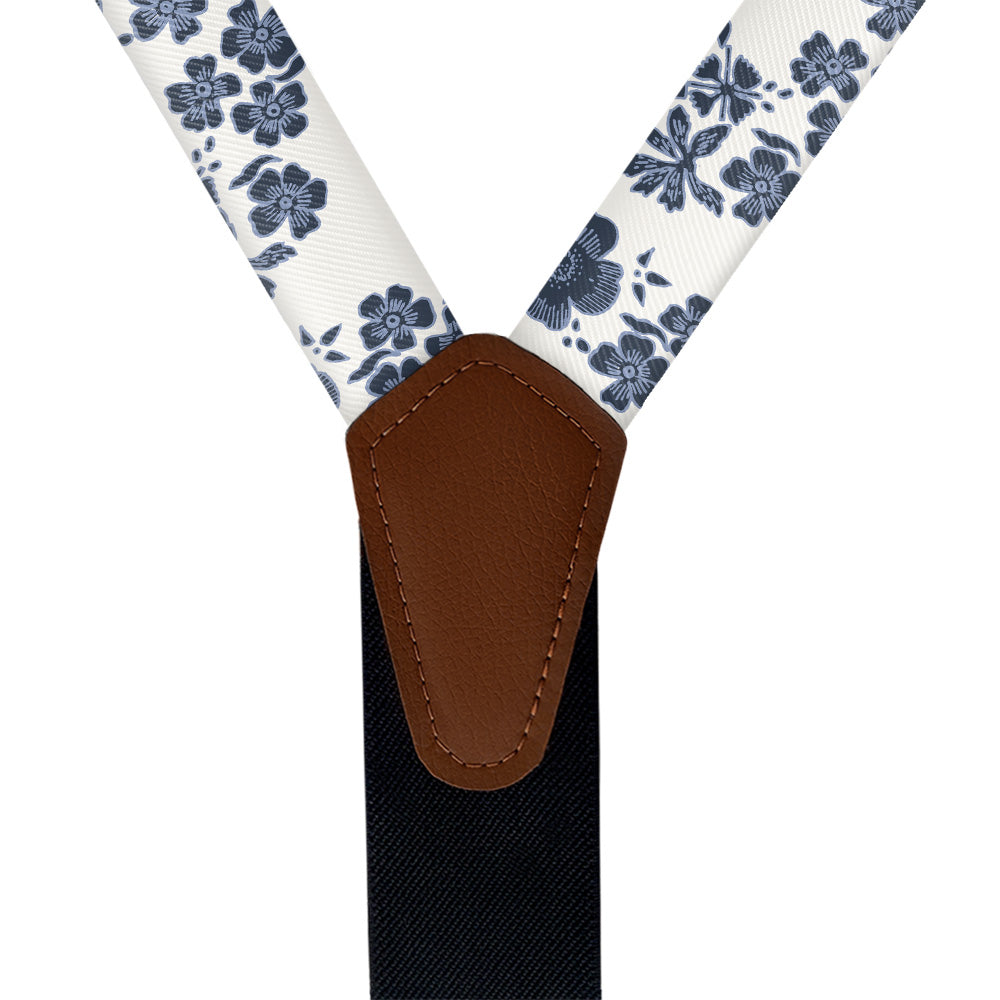 Zak Floral Suspenders - Vegan Leather Y-Back - Knotty Tie Co.