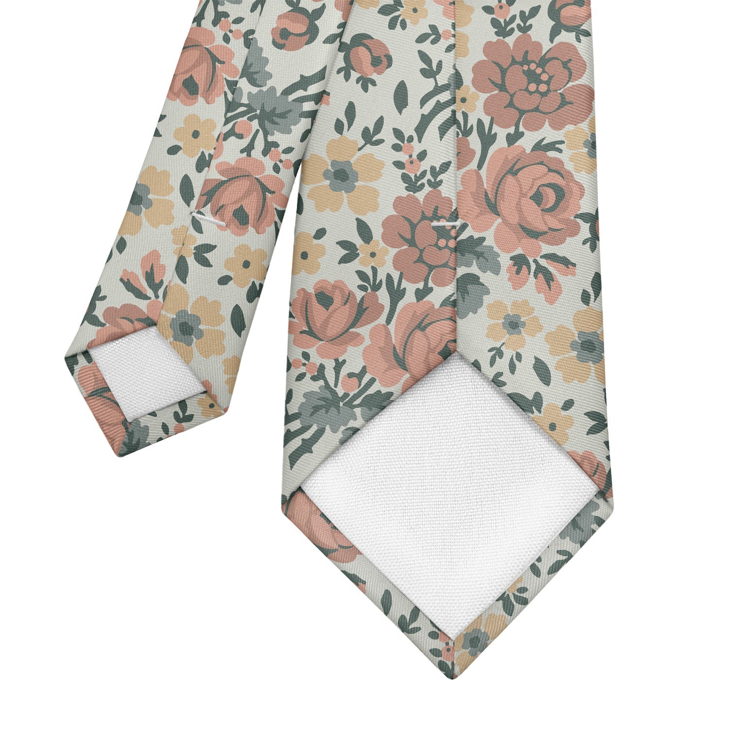 Floral patterned tie with a white shirt background