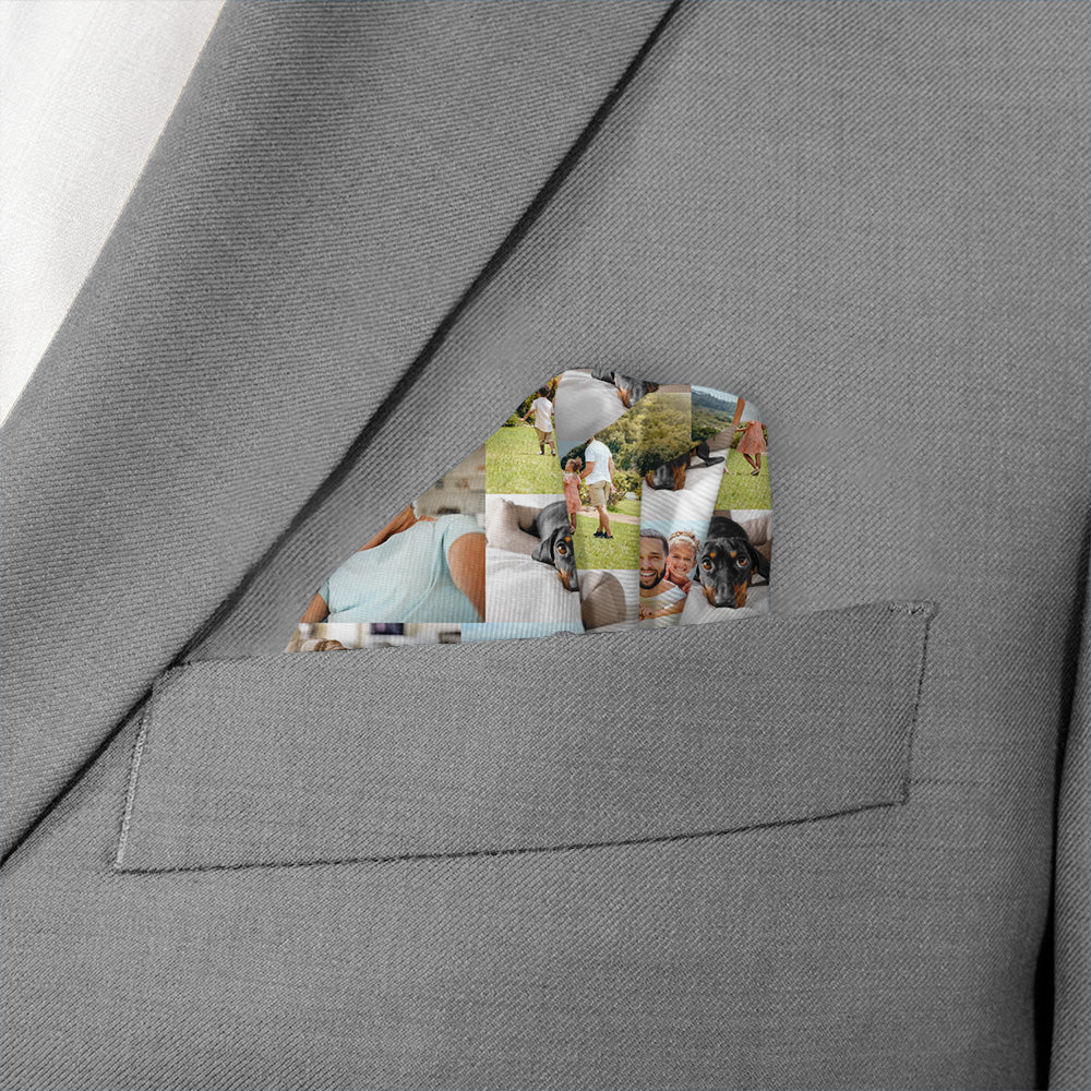 Collage Photo Pocket Square - Wave Fold - Knotty Tie Co.