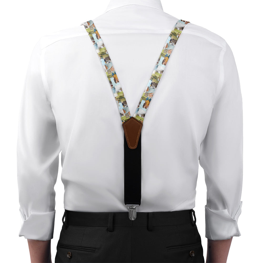 Collage Photo Suspenders - On Model Front View - Knotty Tie Co.