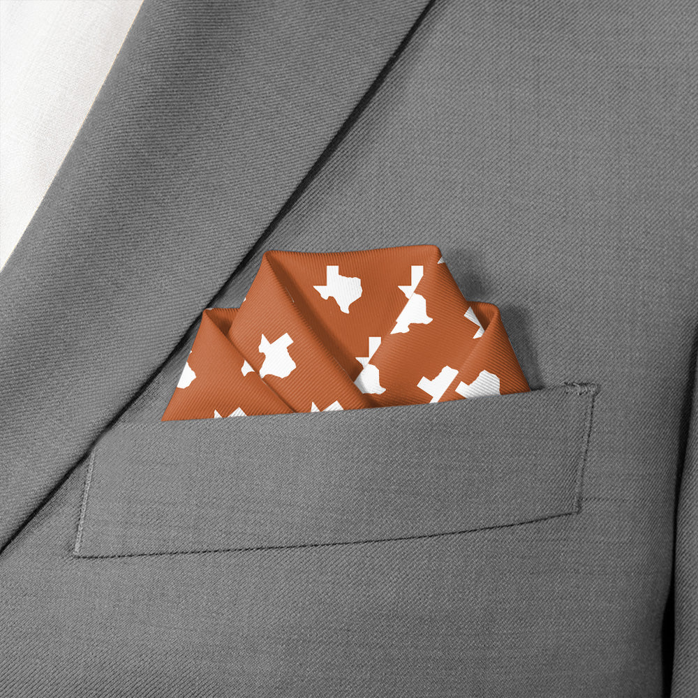 texas themed pocket square in a grey suit jacket