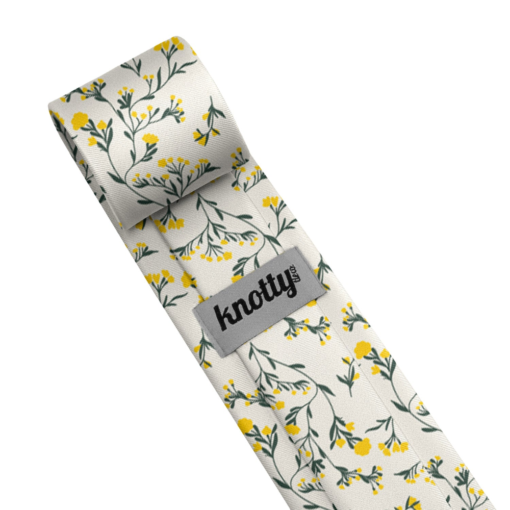 back view of a floral patterned mens wedding tie