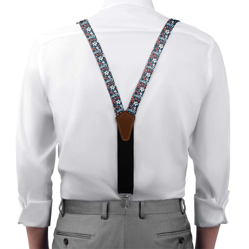 Custom Luke Floral 2 Logo Suspenders - On Model Front View - Knotty Tie Co.