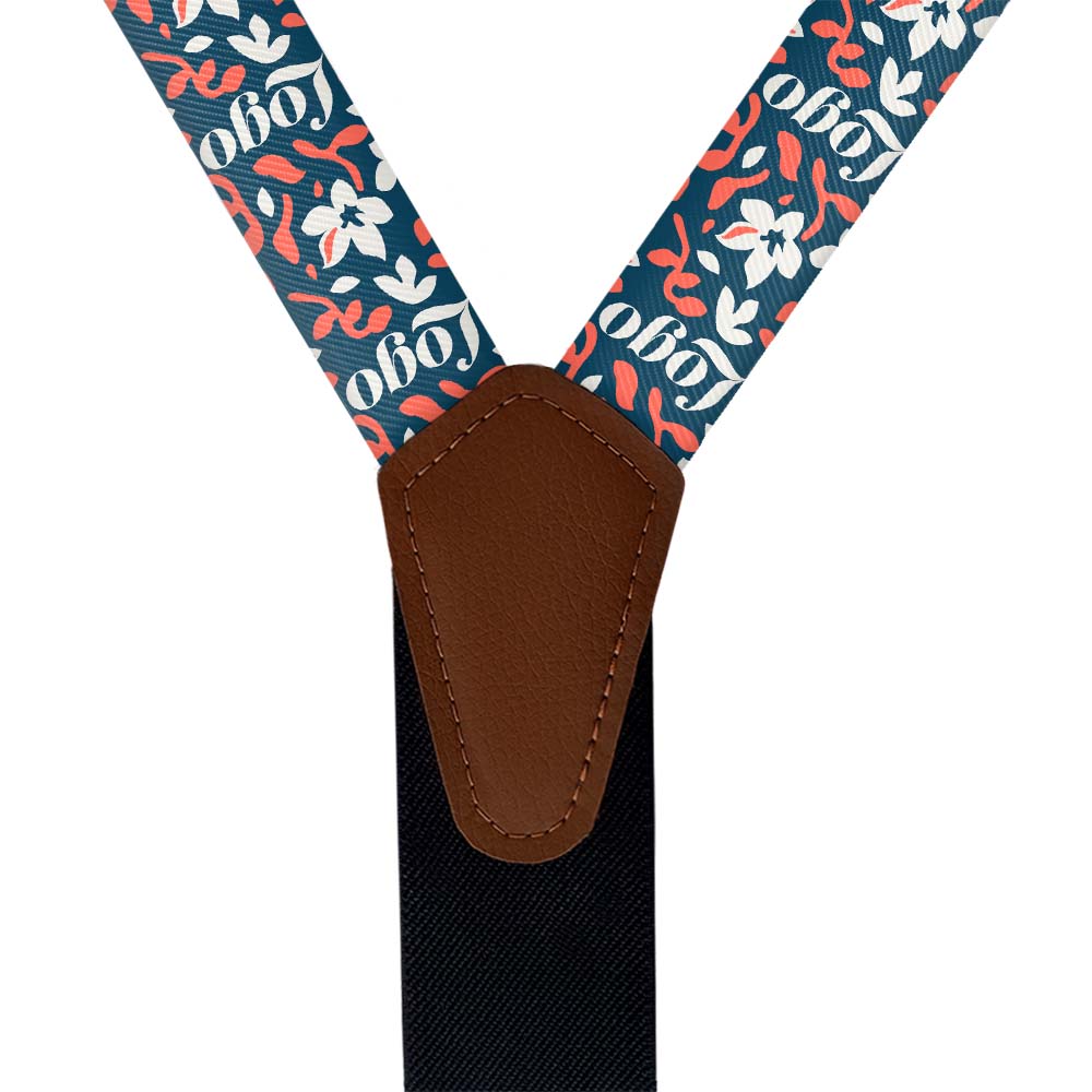 Custom Luke Floral 2 Logo Suspenders - Vegan Leather Y-Back - Knotty Tie Co.