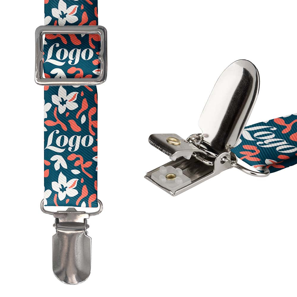 Custom Luke Floral 2 Logo Suspenders - Hardware and Strap - Knotty Tie Co.