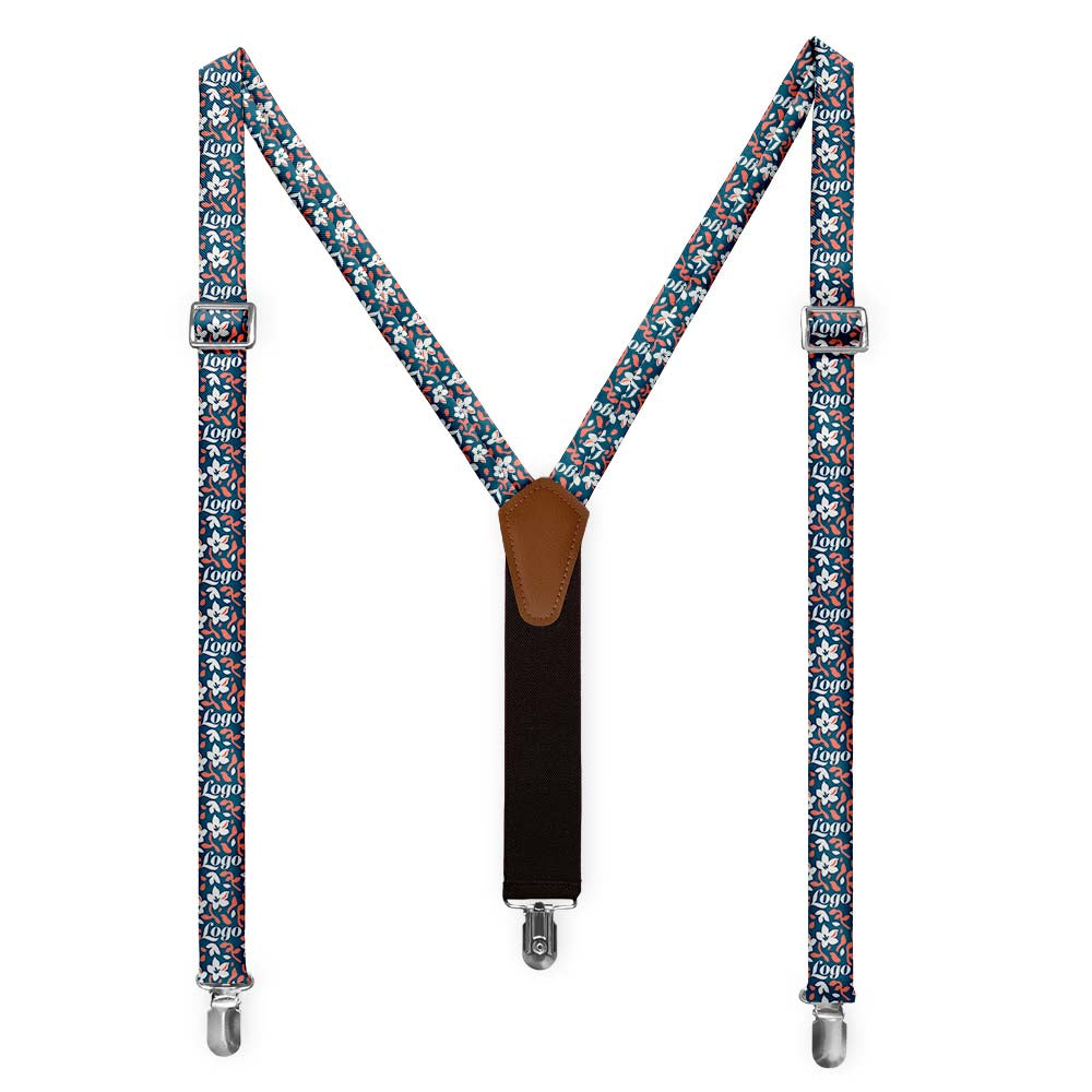 Custom Luke Floral 2 Logo Suspenders - Full Front View - Knotty Tie Co.