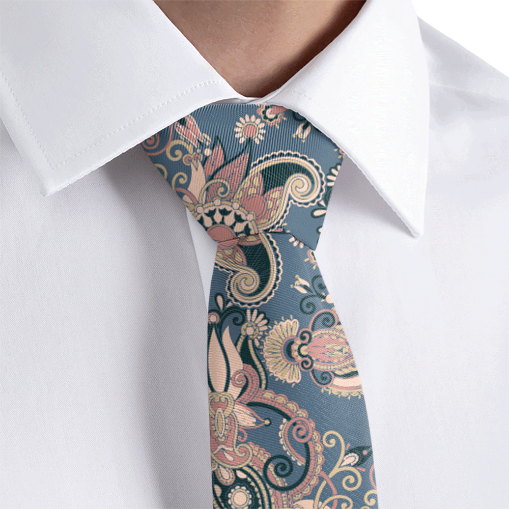Paisley necktie being recolored to show different color ways