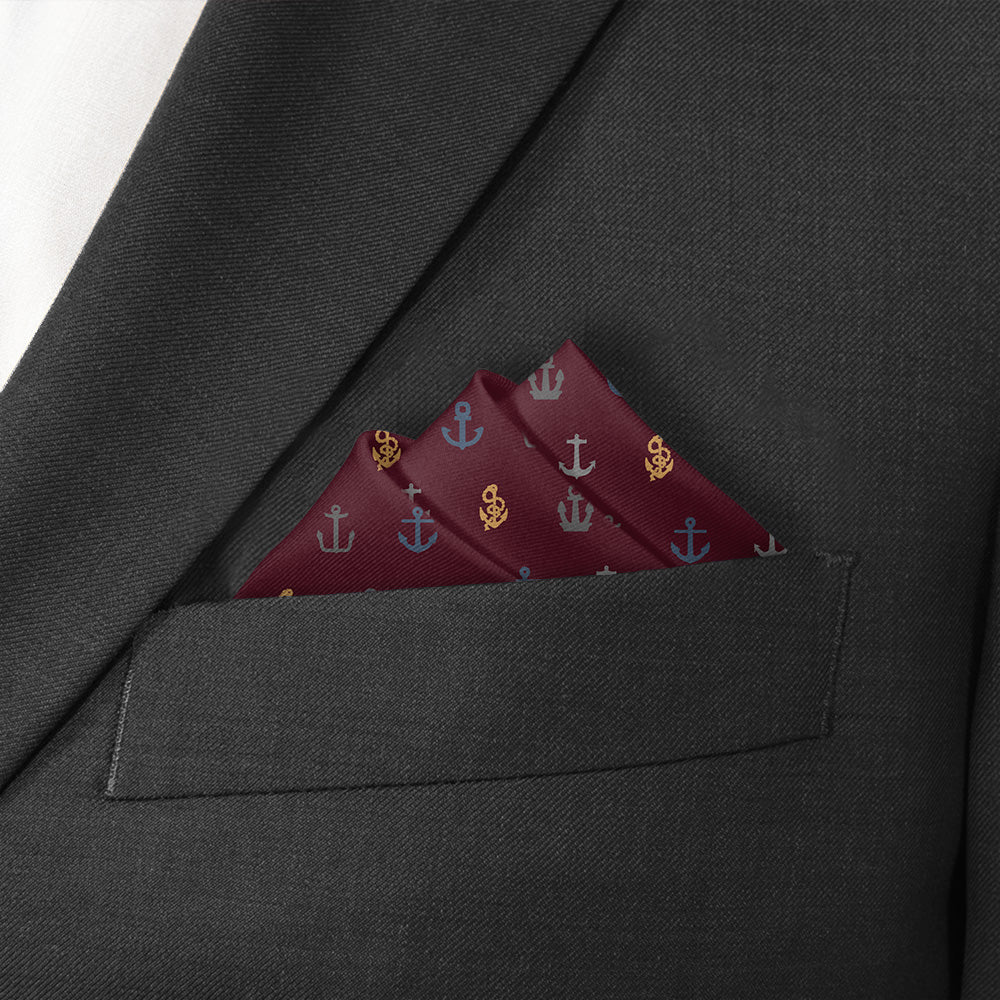 nautical themed pocket square in dark grey suit