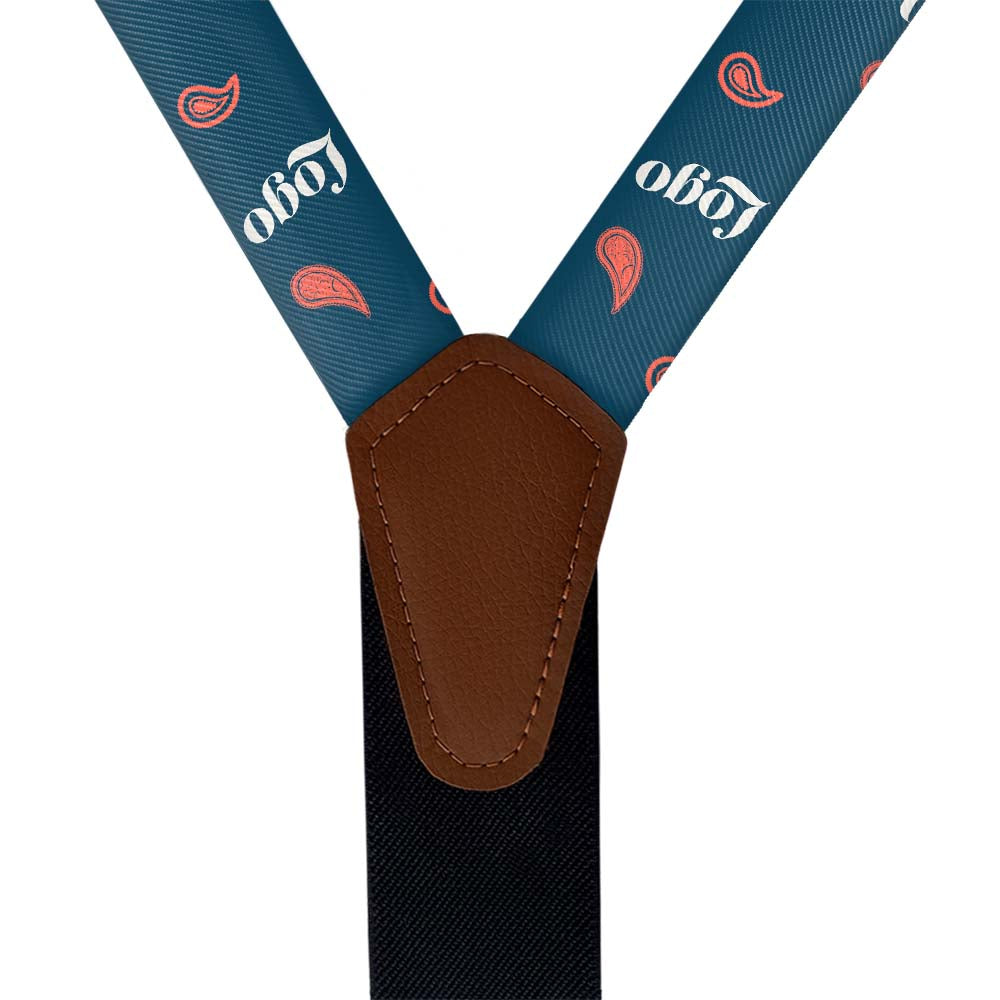 Custom Paisley 2 Logo Suspenders - Vegan Leather Y-Back - Knotty Tie Co.