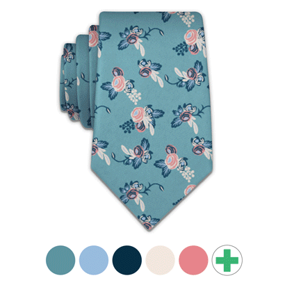 alternating images of floral tie in various colorways