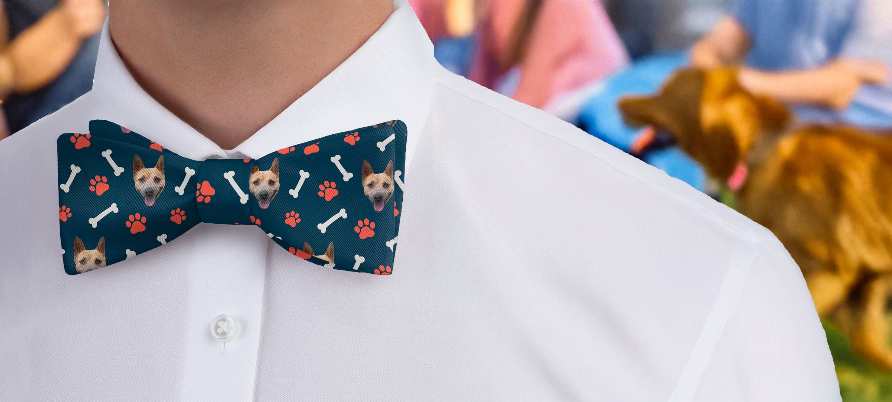 custom photo bow tie with dog's face