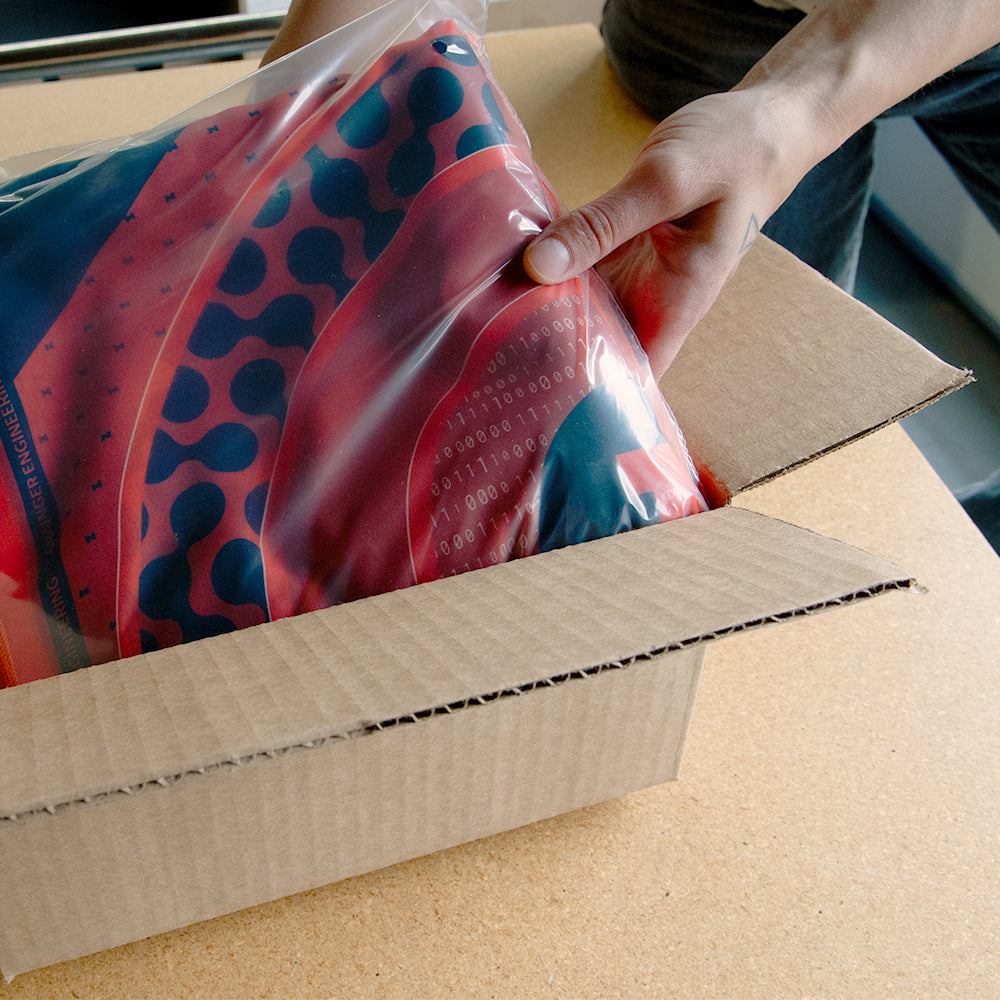 Large scarf order with minimal packaging for shipping