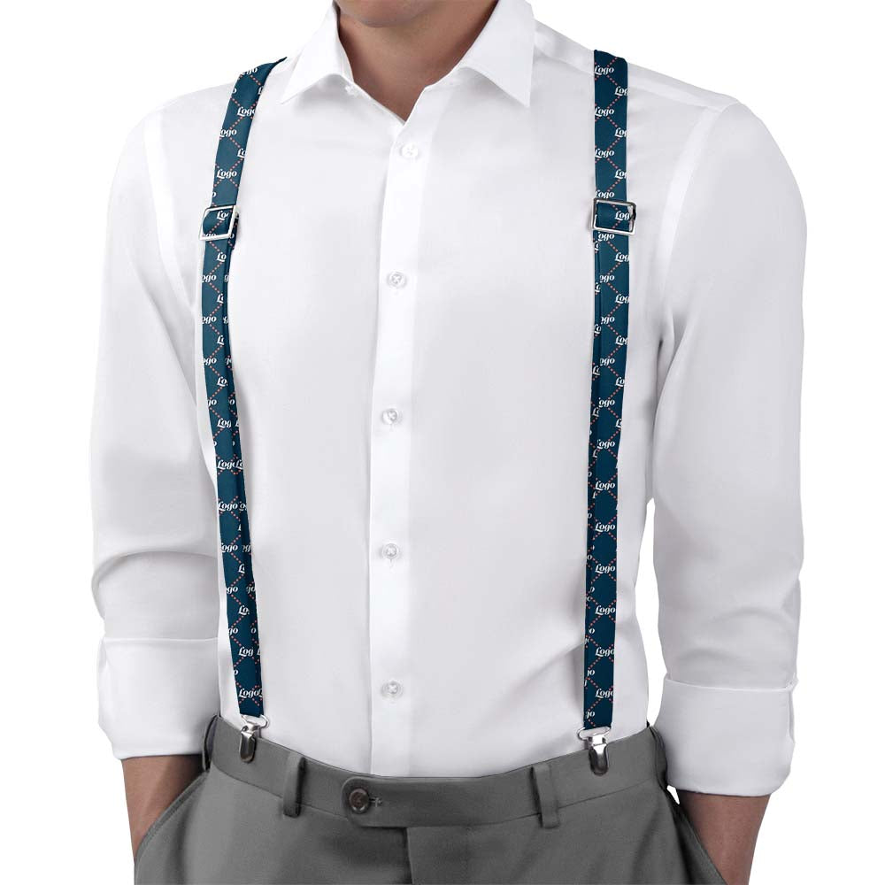 Custom Quilted 2 Logo Suspenders - On Model Back View - Knotty Tie Co.